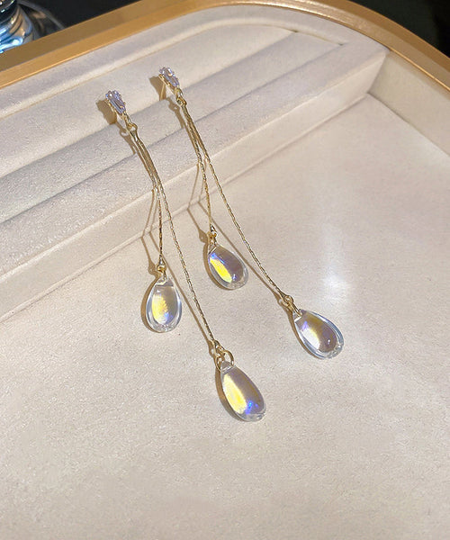 Water Regular Earrings Gold Copper Resin Tassel Drop Zircon FashionChic