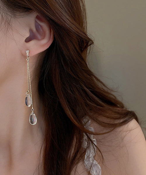 Water Regular Earrings Gold Copper Resin Tassel Drop Zircon FashionChic