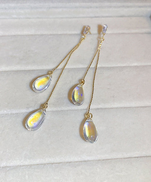 Water Regular Earrings Gold Copper Resin Tassel Drop Zircon FashionChic