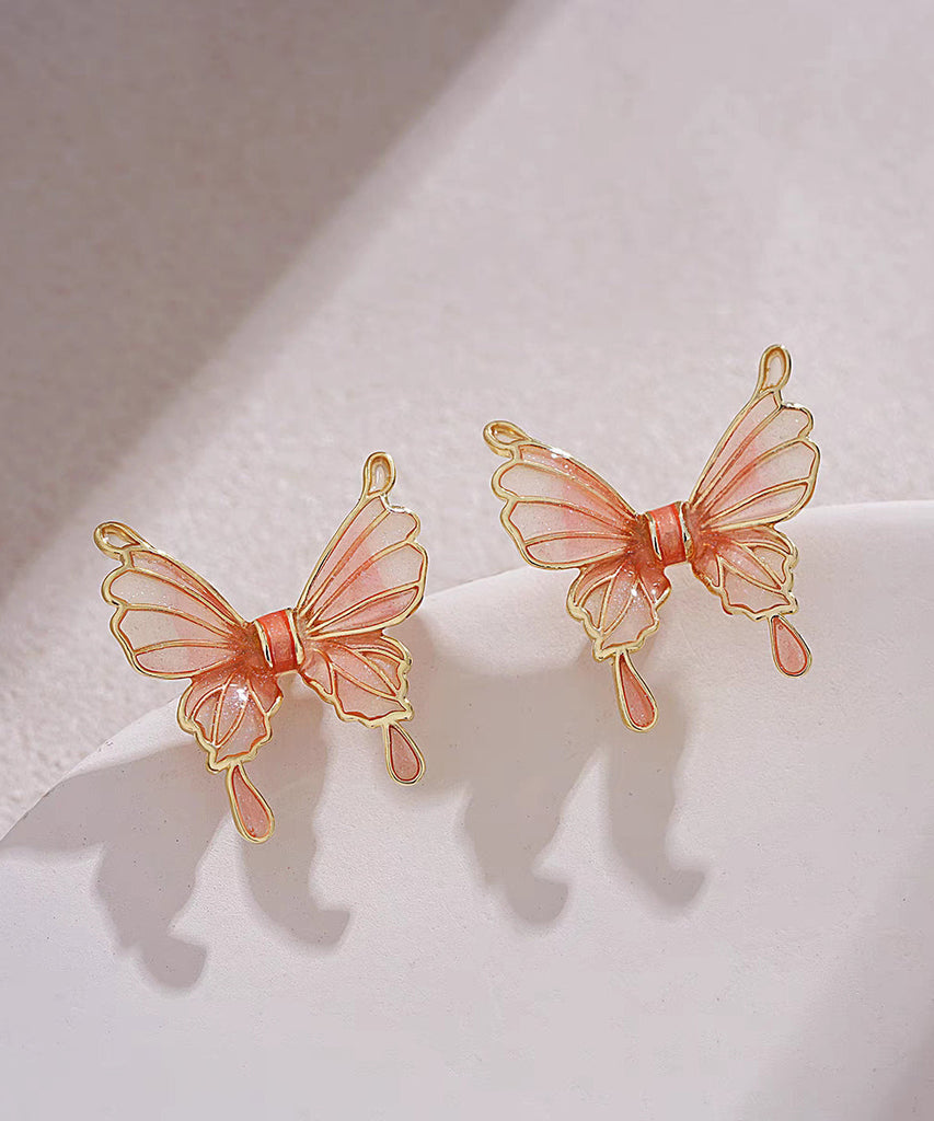 Regular Orange Copper Resin Butterfly Stud Earrings GH1067 Ada Fashion
