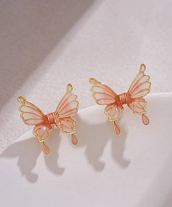 Regular Orange Copper Resin Butterfly Stud Earrings GH1067 Ada Fashion
