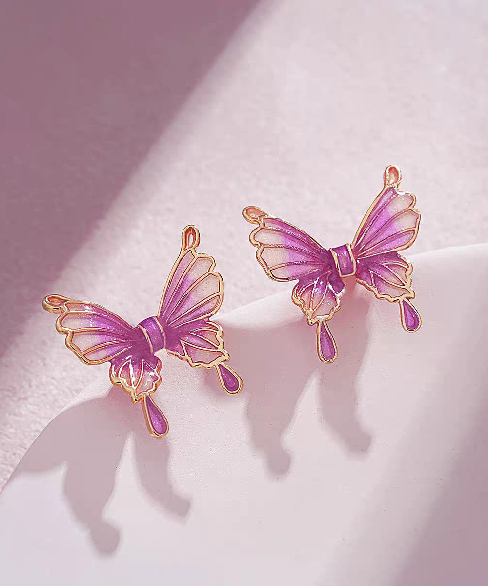 Regular Orange Copper Resin Butterfly Stud Earrings GH1067 Ada Fashion