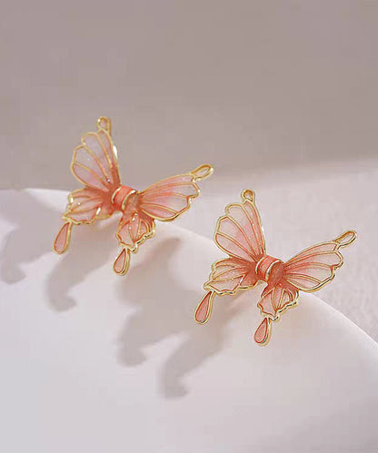 Regular Orange Copper Resin Butterfly Stud Earrings GH1067 Ada Fashion