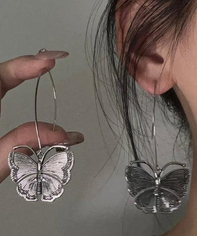 Earrings 925 Butterfly Drop Retro Silver FashionChic