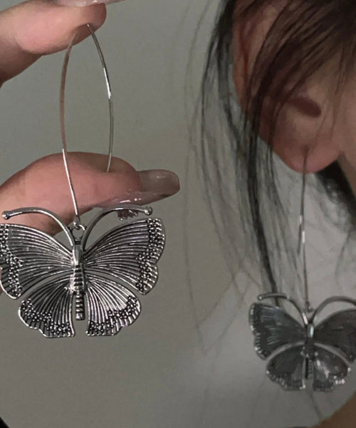 Earrings 925 Butterfly Drop Retro Silver FashionChic