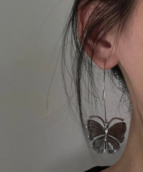 Earrings 925 Butterfly Drop Retro Silver FashionChic