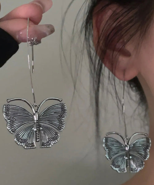 Earrings 925 Butterfly Drop Retro Silver FashionChic