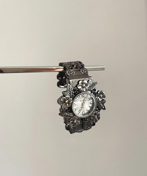 Retro Out Metal Floral Watches Black Hollow FashionChic