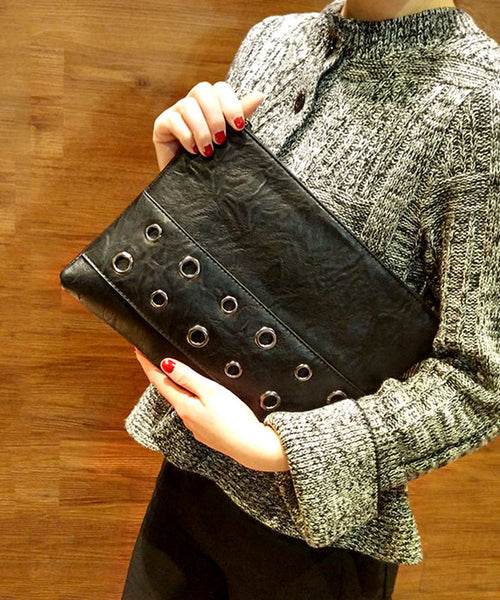 Retro Black Zippered Patchwork Faux Leather Shopping Bag UU1090 Bag-BGS240527