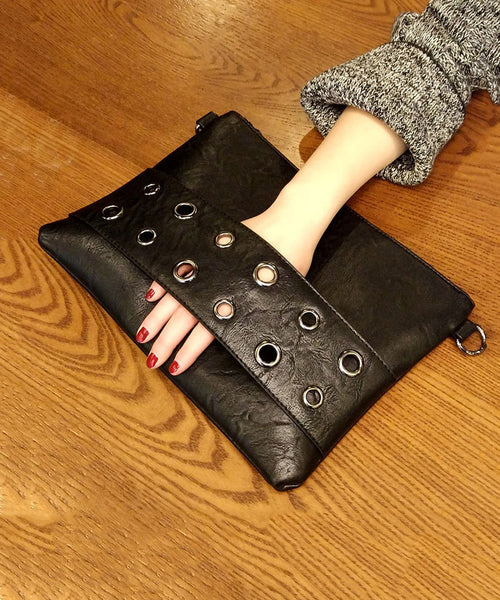 Retro Black Zippered Patchwork Faux Leather Shopping Bag UU1090 Bag-BGS240527