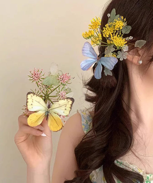 Butterfly Hairpin Alloy Blue Retro Floral FashionChic