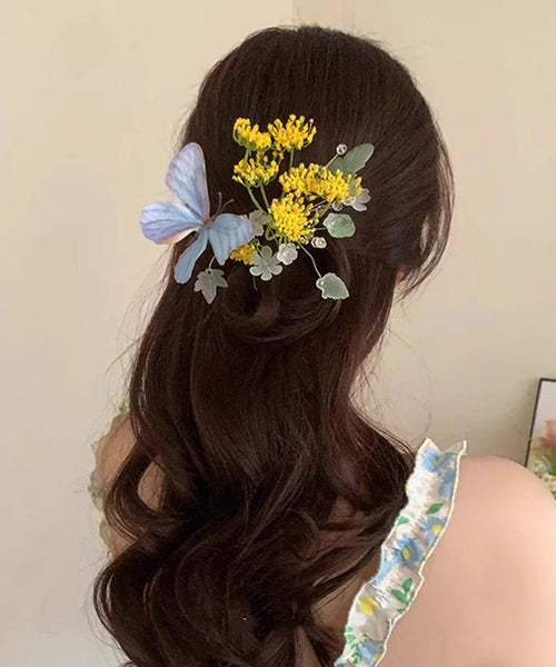 Butterfly Hairpin Alloy Blue Retro Floral FashionChic