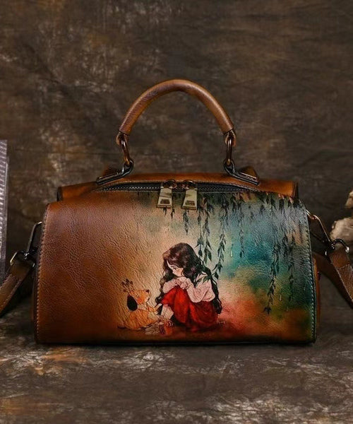 Retro Blue Black Hand Painted Versatile Handbag HJ1011 Ada Fashion