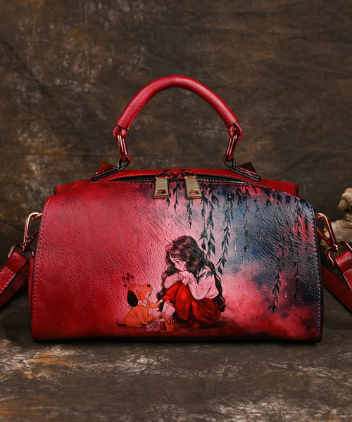 Retro Blue Black Hand Painted Versatile Handbag HJ1011 Ada Fashion