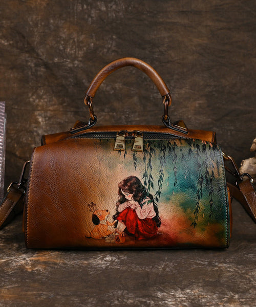 Retro Blue Black Hand Painted Versatile Handbag HJ1011 Ada Fashion