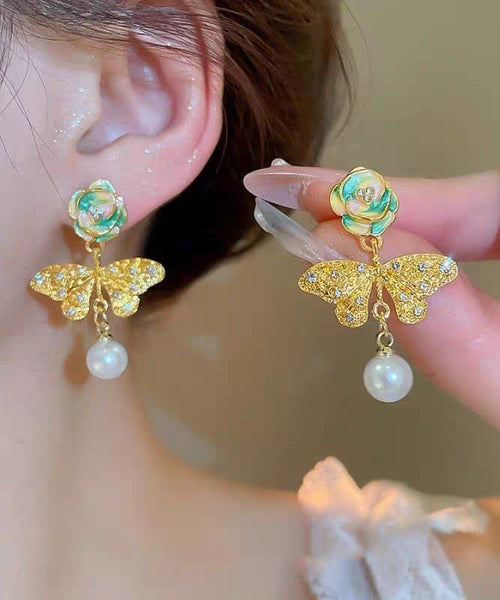 Silver Overgild Blue Zircon Crystal Retro Pearl Sterling FashionChic