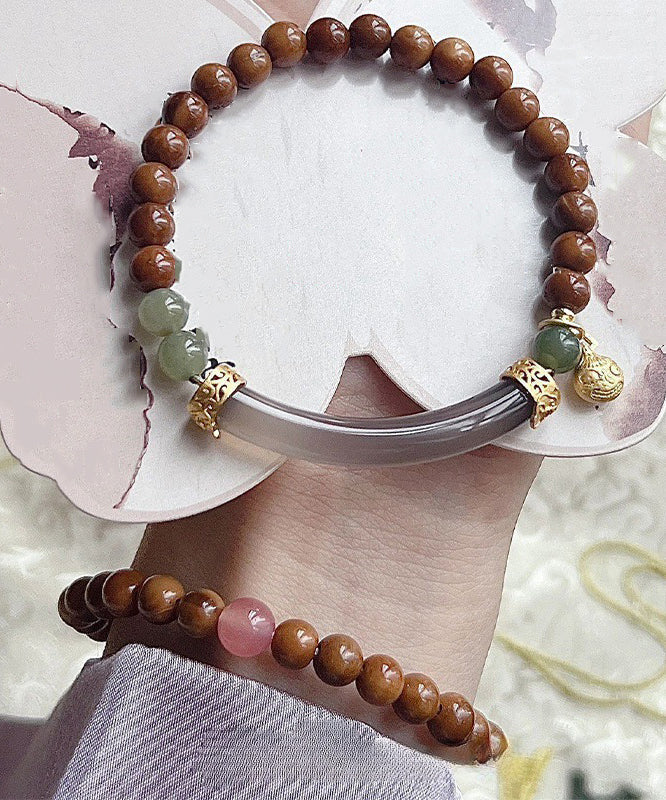 Retro Brown Beading Patchwork Jade Charm Bracelet GH1057 Ada Fashion