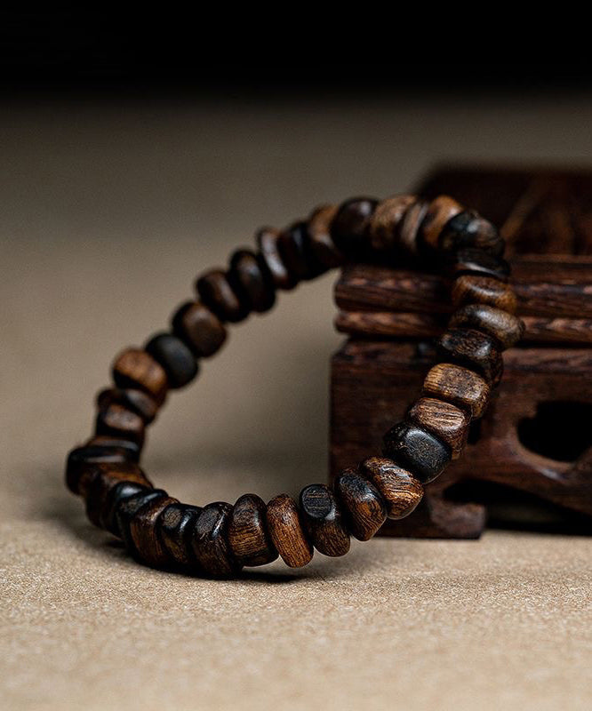 Retro Brown Sandalwood Buddha Beads Bracelet QU021 JEW-BRA241007