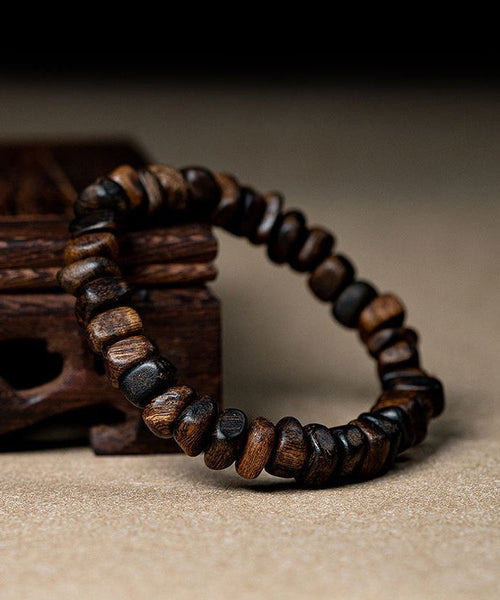 Retro Brown Sandalwood Buddha Beads Bracelet QU021 JEW-BRA241007