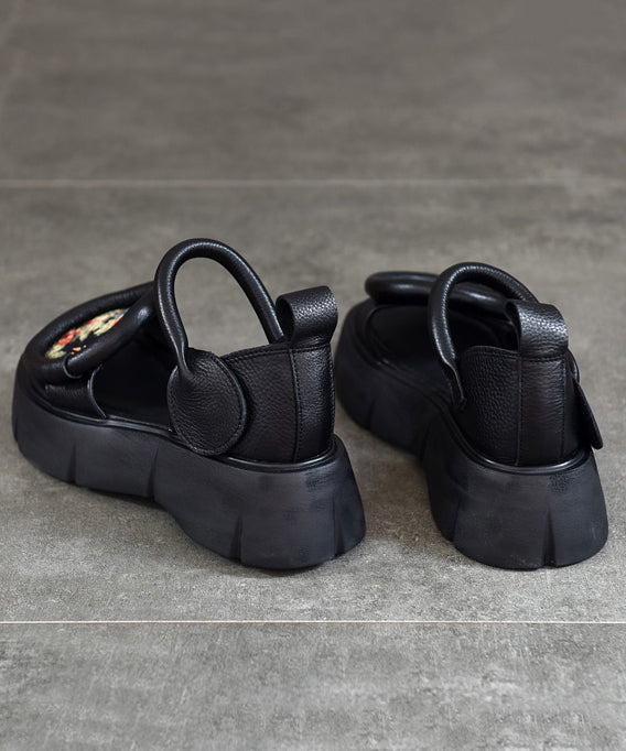 Retro Chocolate Platform Cowhide Leather Fitted Splicing Sandals OI018 shoe-LX240801