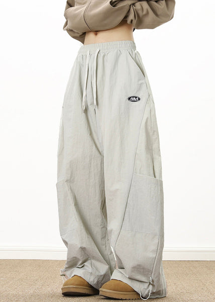 Coffee Elastic Wide Cotton Pockets Retro Mens Waist Drawstring FashionChic