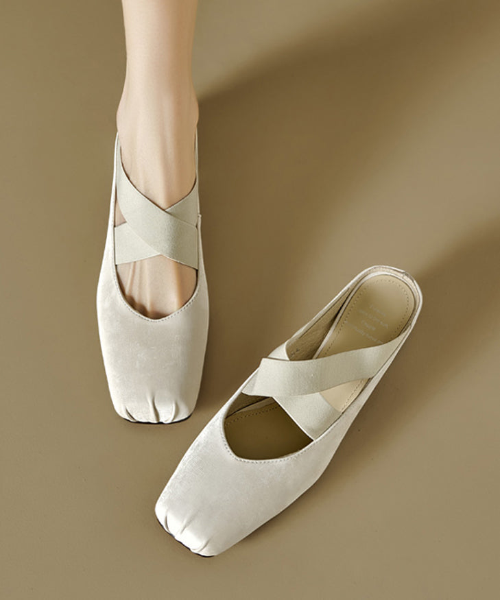 Retro Cross Strap Splicing Chunky Brown Cowhide Leather Slide Sandals RI016 ABC