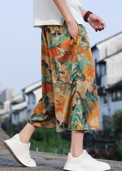 Retro Dragon Printed Oversized Men Wide Leg Pants Summer SA060 Men-casual-MENCP240726