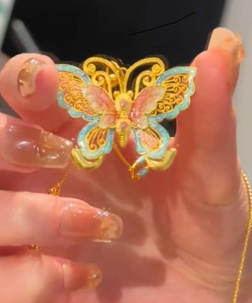 Ancient Butterfly Necklace Enamel Pendant Retro Gold FashionChic