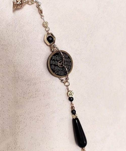 Earrings Glass Retro Coin Tassel Beads Copper Gold Drop FashionChic