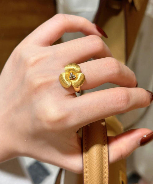 Retro Gold Copper Overgild Floral Rings QI068 JEW-RIN240928