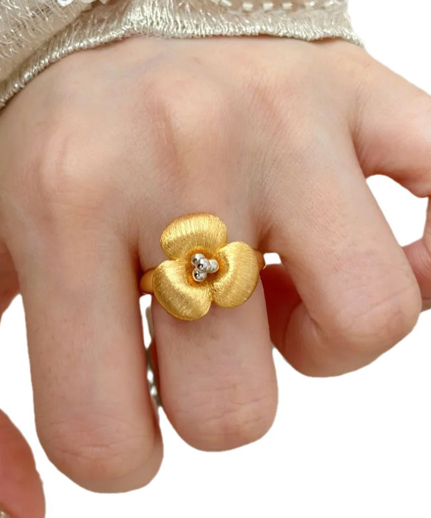 Retro Gold Copper Overgild Floral Rings QI068 JEW-RIN240928