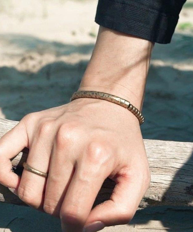 Bead Patchwork Bracelet Gold Copper Retro Men FashionChic