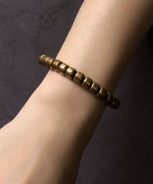 Bead Patchwork Bracelet Gold Copper Retro Men FashionChic