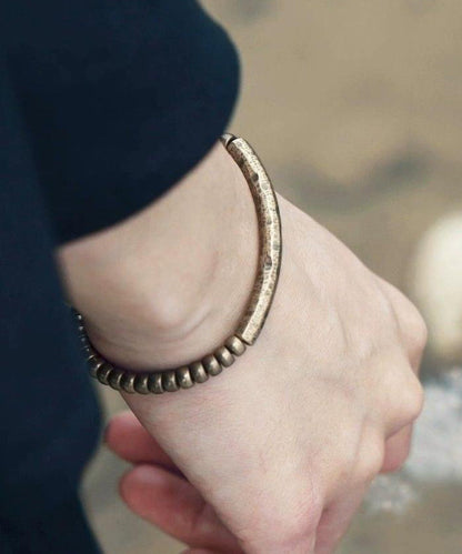 Bead Patchwork Bracelet Gold Copper Retro Men FashionChic