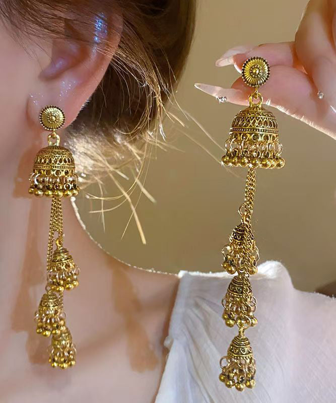 Retro Gold Metal Alloy Tassel Drop Earrings QJ022 JEW-EAR241021