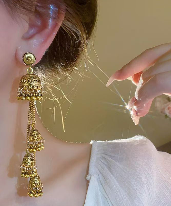 Retro Gold Metal Alloy Tassel Drop Earrings QJ022 JEW-EAR241021