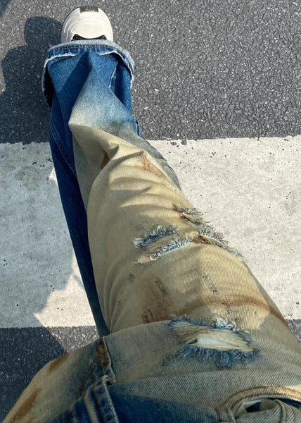 Retro Gradient Color Hole High Waist Denim Pants Summer PP014 OM-NZ240827