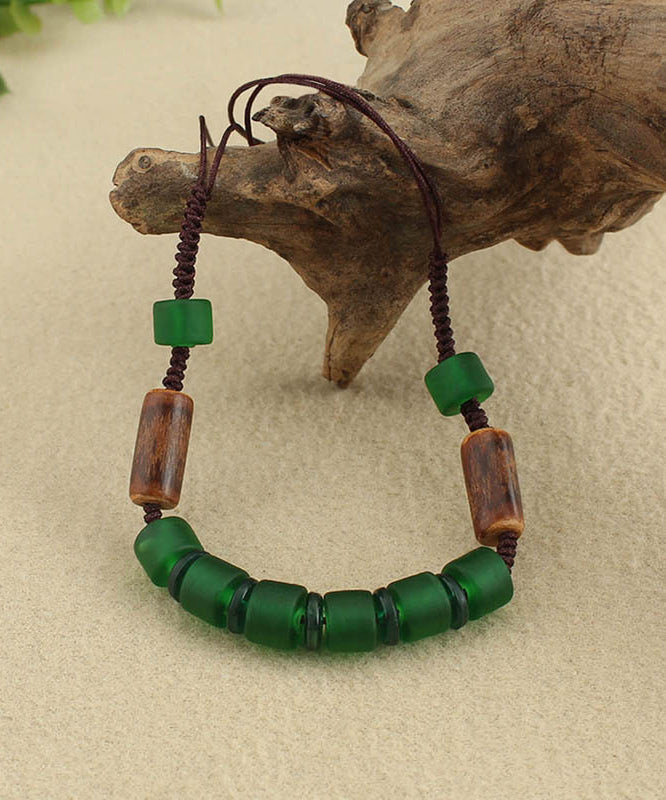 Retro Green Hand Woven Coloured Glaze Gratuated Bead Necklace KX1014 Ada Fashion