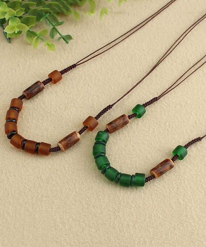 Retro Green Hand Woven Coloured Glaze Gratuated Bead Necklace KX1014 Ada Fashion