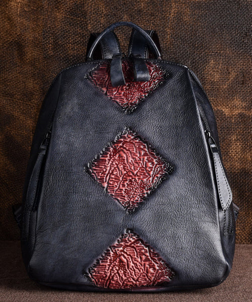 Capacity Retro Calf Leather Durable Backpack Bag Green Large FashionChic