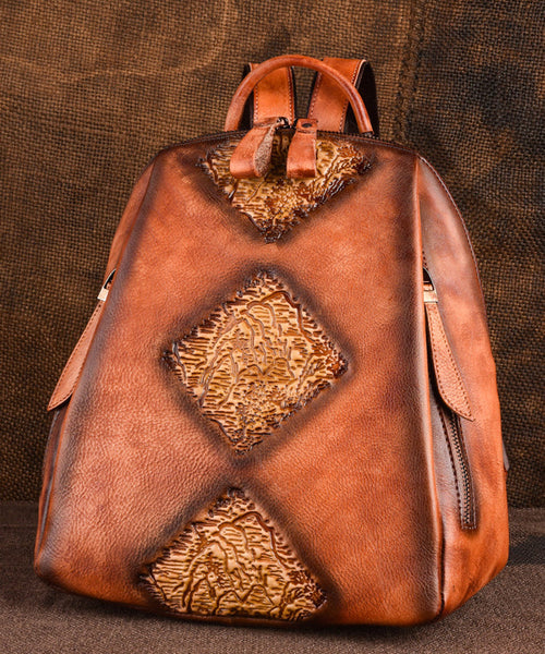 Capacity Retro Calf Leather Durable Backpack Bag Green Large FashionChic