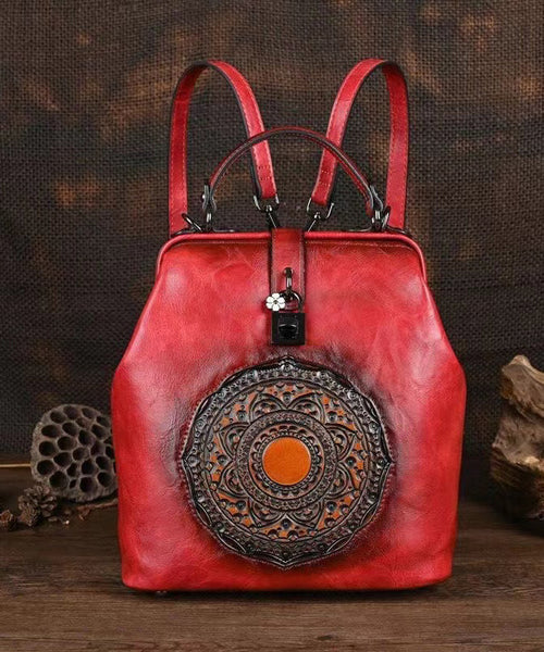 Retro Green Three Dimensional Carved Totem Handmade Backpack HJ1003 Ada Fashion