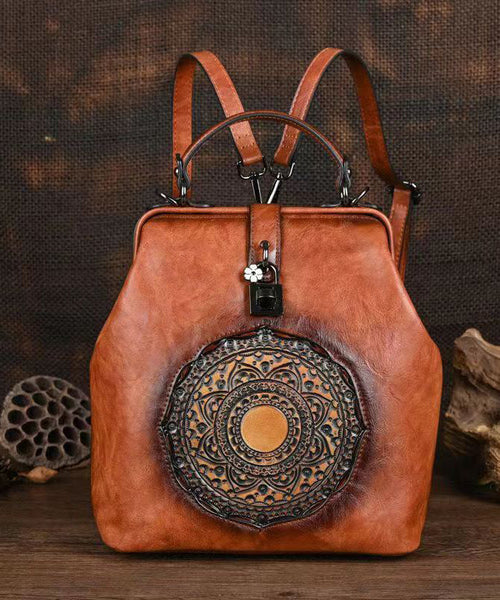 Retro Green Three Dimensional Carved Totem Handmade Backpack HJ1003 Ada Fashion