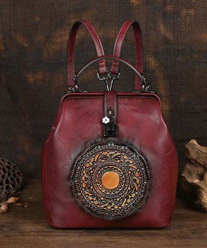 Retro Green Three Dimensional Carved Totem Handmade Backpack HJ1003 Ada Fashion