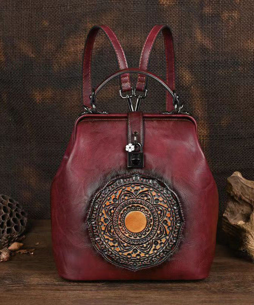 Retro Green Three Dimensional Carved Totem Handmade Backpack HJ1003 Ada Fashion