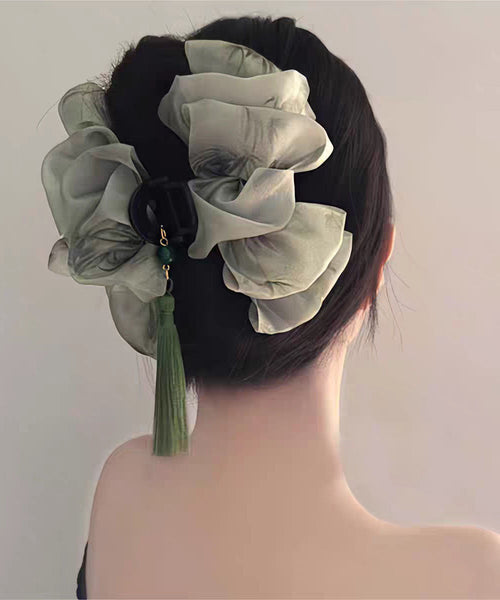 Green Tulle Hairpin Retro Clip Shark Clouds Tassel FashionChic