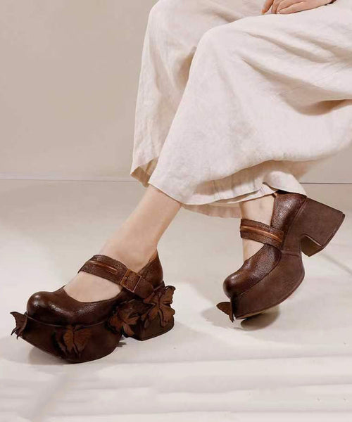 Retro Grey Butterfly Splicing Buckle Strap Platform Heels CZ1007 Ada Fashion