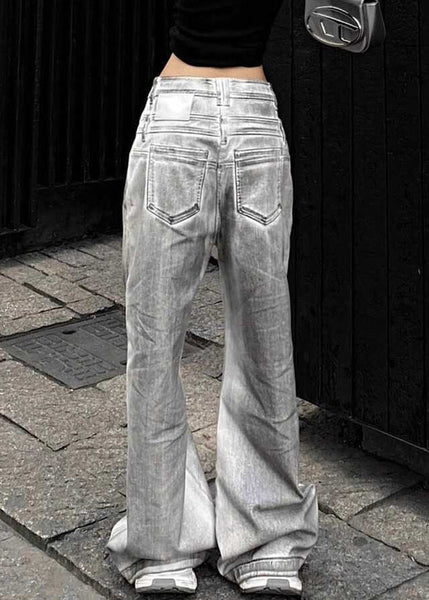 Retro Grey Button High Waist Denim Pants Fall QF053 Men-LPTS241016