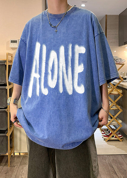 Original Retro Design Half Letter Shirts Men Cotton T Khaki FashionChic