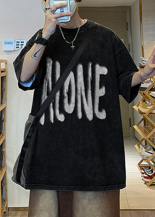 Original Retro Design Half Letter Shirts Men Cotton T Khaki FashionChic